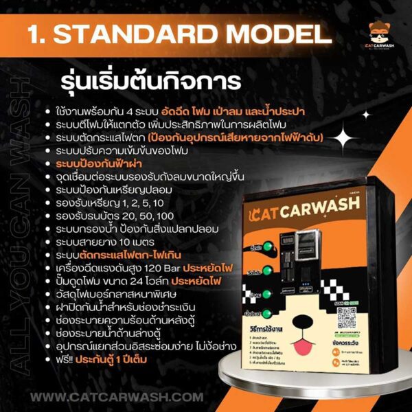 ตู้หยอดเหรียญล้างรถรุ่น Standard Model ตู้ติดผนัง