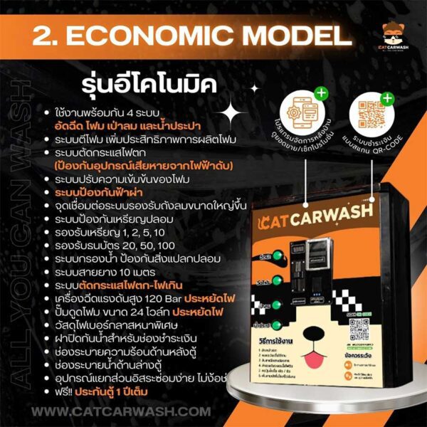 เครื่องล้างรถหยอดเหรียญ รุ่น Economic Model ตู้ติดผนัง