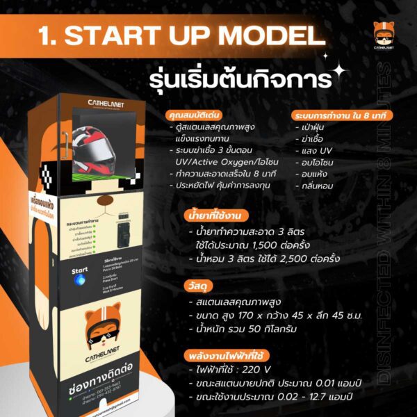 เครื่องอบโอโซนหมวกกันน็อค หยอดเหรียญ รุ่น Startup Model